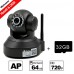 32GB TF Card and H.264 WIFI Camera IP HD 720P 1.0M Pixels PTZ IR Night Vision Wired or Wireless Camera WIFI